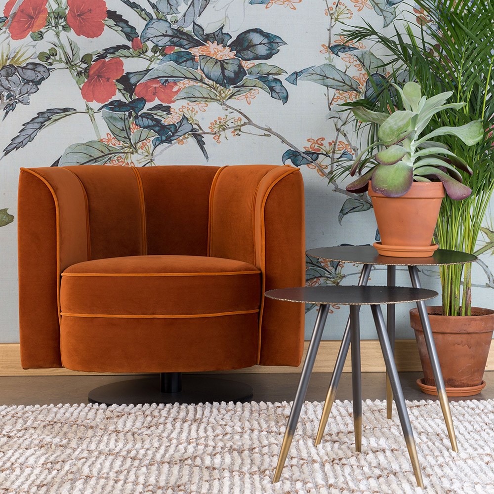 Dutchbone Art Nouveau Flower Tub Chair in Orange Dutchbone Art Nouveau Flower Tub Chair in Orange