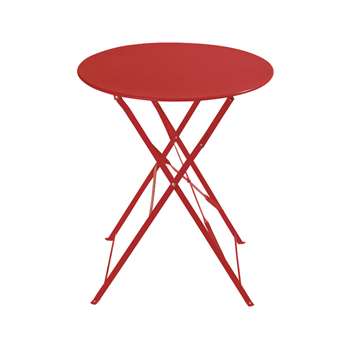 2-Seater Red Metal Folding Garden Table W58 Guinguette (H58 x W72 x D58cm)