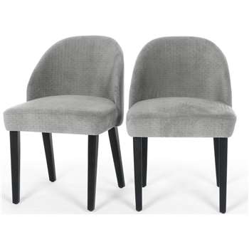 Set of 2 Alec Dining Chairs, Quilted Grey (H76 x W52 x D55cm)