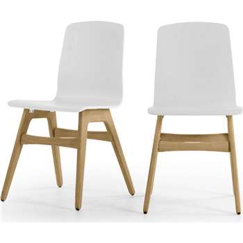 2 x Dante Dining Chair, Oak and White (84 x 46cm)