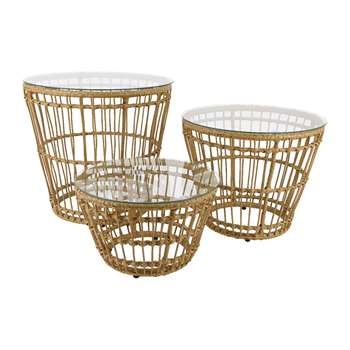 A by Amara - Corsica Wicker Side Table - Set of 3 (H30 x W47 x D47cm)