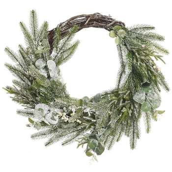 A by Amara - Deco Frosted Berry Wreath - Green/White (Diameter 50cm)