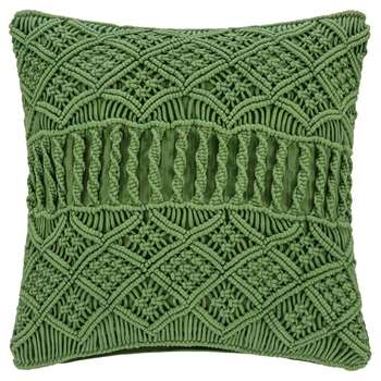 A by Amara - Grid Crochet Cushion - Green (H45 x W45cm)