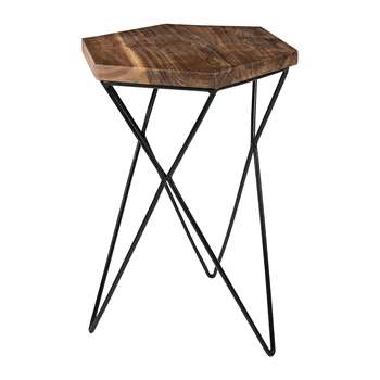A by Amara - Hexagon Wooden Side Table (H50 x W36 x D33cm)