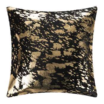 A by Amara - Metallic Acid Cowhide Cushion - Black/Gold (H45 x W45cm)