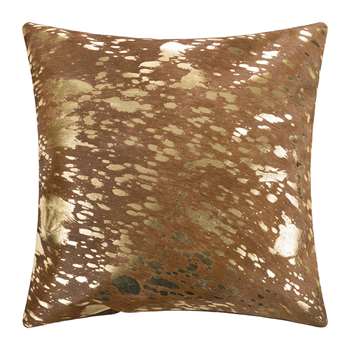 A by Amara - Metallic Acid Cowhide Cushion - Natural/Gold (H45 x W45cm)