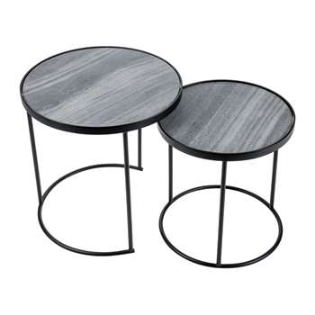 A by Amara - Round Table with Marble Top - Set of 2 (46 x 46cm)