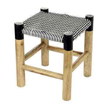 A by Amara - Weave Stool - Black/White - Low (H46.5 x W40 x D40cm)