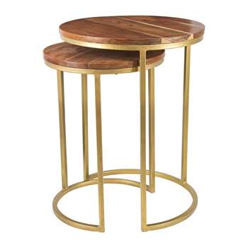 A by Amara - Wooden Nesting Side Tables - Round - Set of 2 (H58 x W45 x D45cm)