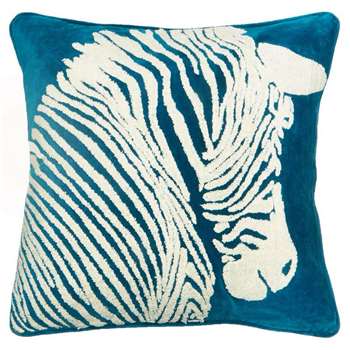 Abigail Ahern/EDITION Dark turquoise zebra feather filled cushion (50 x 50cm)