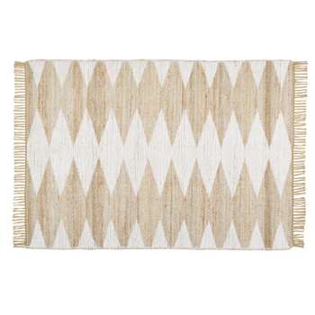 ADELRIA - Jute and Cotton Rug with Graphic Print and Fringing (H160 x W230 x D2cm)