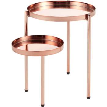 Alana Two Tier Bedside Table, Copper (48 x 42cm)