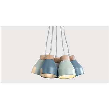 Albert Cluster Pendant Lamp, Muted Grey, Dusk Blue and Duck Egg (88 x 12cm)