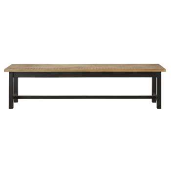 ALFRED - Matte Black Metal and Solid Mango Wood Bench (H46 x W180 x D38cm)