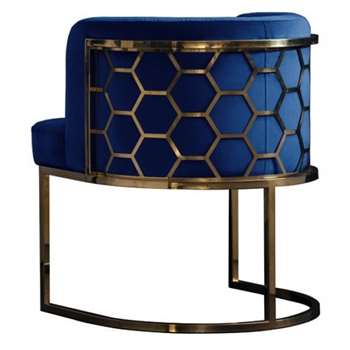 Alveare Dining chair Brass - Ink Blue (H75 x W60 x D60cm)