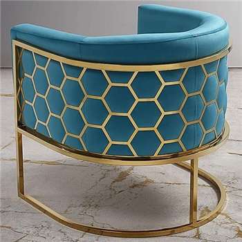 Alveare Tub Chair Brass - Teal (H75 x W75 x D70cm)