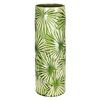 AMAZONIE Green stoneware vase with leaf motifs (50 x 19cm)