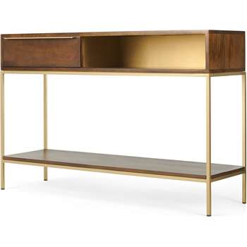 Anderson Console Table, Mango Wood and Brass (H80 x W120 x D34cm)