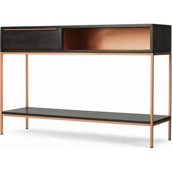 Anderson Console Table, Mocha Mango Wood and Copper (H80 x W120 x D34cm)