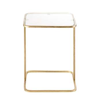 ANGELE Gold Metal and Glass End Table (H54 x W40.5 x D40.5cm)