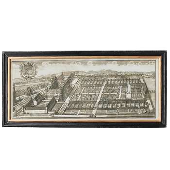 Architectural Palace and Garden Print - Black/White (40 x 86cm)