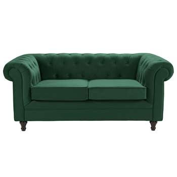 Argos Home Chesterfield 2 Seater Velvet Sofa - Green (H78 x W179 x D94cm)