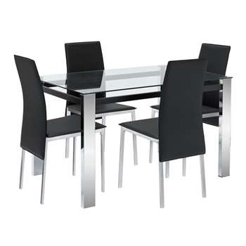Argos Home Fitz Clear Glass Table & 4 Chairs - Black