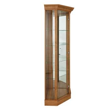 Argos Home Glass Corner Display Cabinet -Light Oak Effect (H178 x W71 x D57cm)