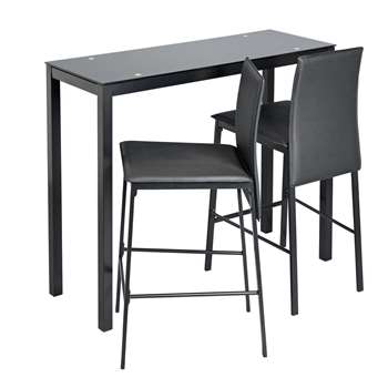 Argos Home Lido Glass Bar Table and 2 Chairs - Black