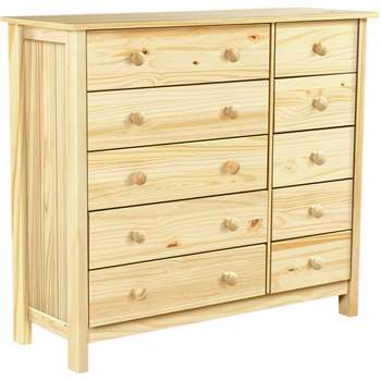 Argos Home New Scandinavia 5+5 Drawer Chest - Pine (H93.3 x W105.6 x D40cm)