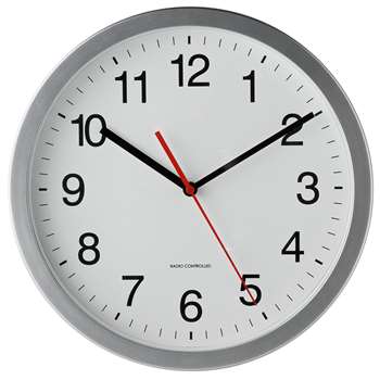 Argos Home Radio Controlled Wall Clock - Silver (H30 x W30 x D4.5cm)