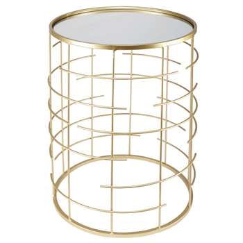 ARIF gold metal mirror side table (54 x 38cm)