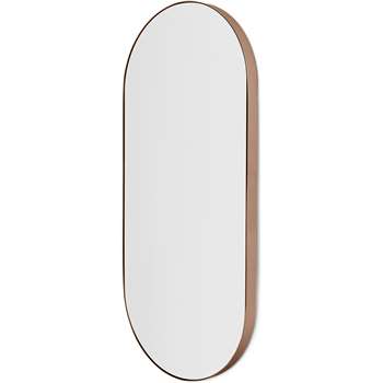 Arles Rounded Rectangular Wall Mirror, Brushed Rose Gold (H96 x W43 x D3.5cm)
