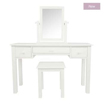 Ashwell Cotton White 3 Drawer Dressing Table & Stool Set