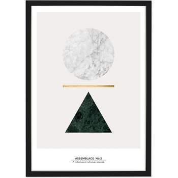 Assemblage Collection 2 Marble Gold Foiled Framed Wall Art Print, Multi (H3 x W53 x D73cm)