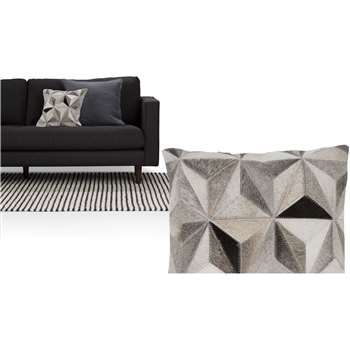 Aster Cowhide Cushion, Tonal Grey (43 x 43cm)