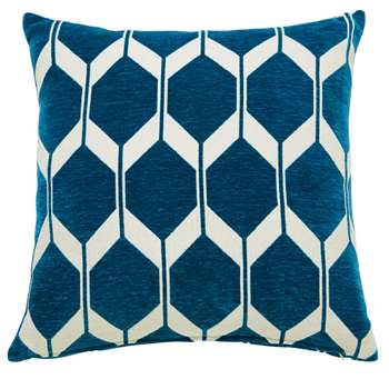 ASTON Teal Velvet Cushion with Jacquard Print (H60 x W60 x D10cm)
