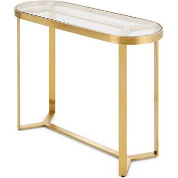 Aula Console Table, Brushed Brass and Glass (H79 x W100 x D35cm)