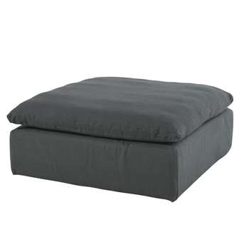 AVA Anthracite Grey Washed Linen Modular Sofa Pouffe Ava (47 x 105cm)