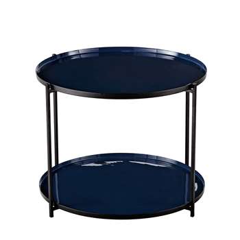 AVA Blue and Black Metal End Table (40 x 52cm)