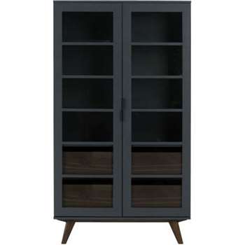 Aveiro Display Cabinet, Grey and Glass (178 x 100cm)