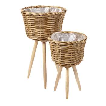 BALI 2 Rattan Planters with Bases (H59.5 x W36 x D36cm)
