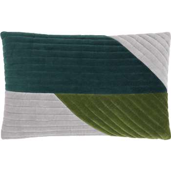 Balico Velvet Panelled Cushion, Teal (30 x 50cm)
