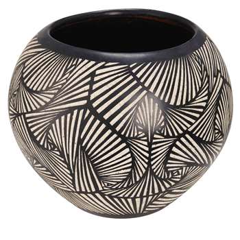 BAMAKO Terracotta Garden Pot With Black And Motifs In White (38 x 44cm)