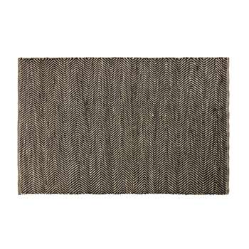 BARCELONE - Black and Brown Cotton and Jute Rug with Chevron Print (H140 x W200 x D2cm)