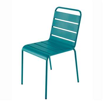 BATIGNOLES Metal garden chair in peacock blue (84 x 47cm)