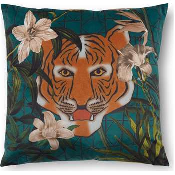 Beatrice Velvet Printed Cushion, Tiger Multi (H45 x W45cm)