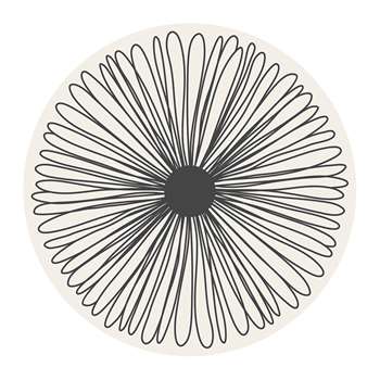 BEAUMONT - Mirage Flower Round Vinyl Floor Mat - White/Black (Diameter 99cm)