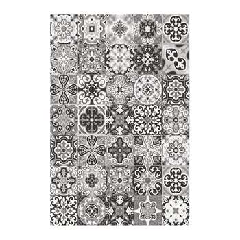 BEAUMONT - Small Tiles Vinyl Floor Mat - Black/White (H99 x W150cm)