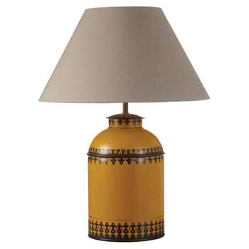 Berber Handpainted Table Lamp, Large - Yellow (37 x 23cm)